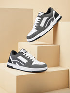 TIGRX Grey & White Premium Casual Sneakers for Men | Lightweight Streetwear Shoes