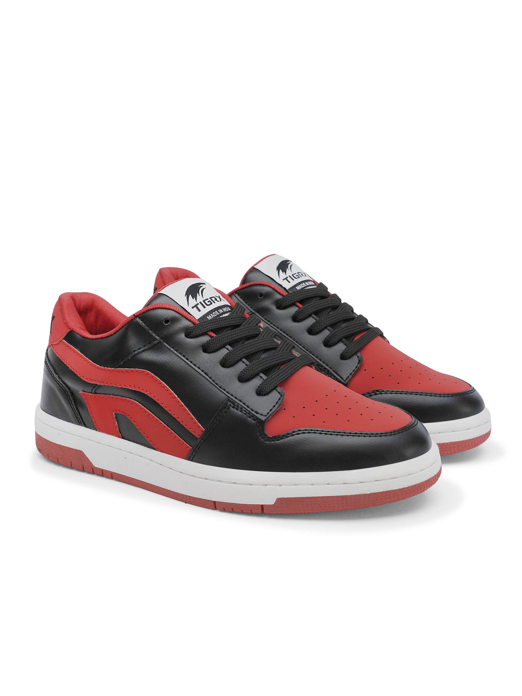 TIGRX Black Red & White Premium Casual Sneakers for Men | Lightweight Streetwear Shoes