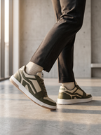 TIGRX Olive Green & White Premium Casual Sneakers for Men | Lightweight Streetwear Shoes