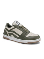 TIGRX Olive Green & White Premium Casual Sneakers for Men | Lightweight Streetwear Shoes