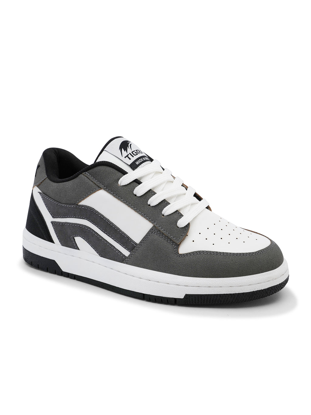 TIGRX Grey & White Premium Casual Sneakers for Men | Lightweight Streetwear Shoes