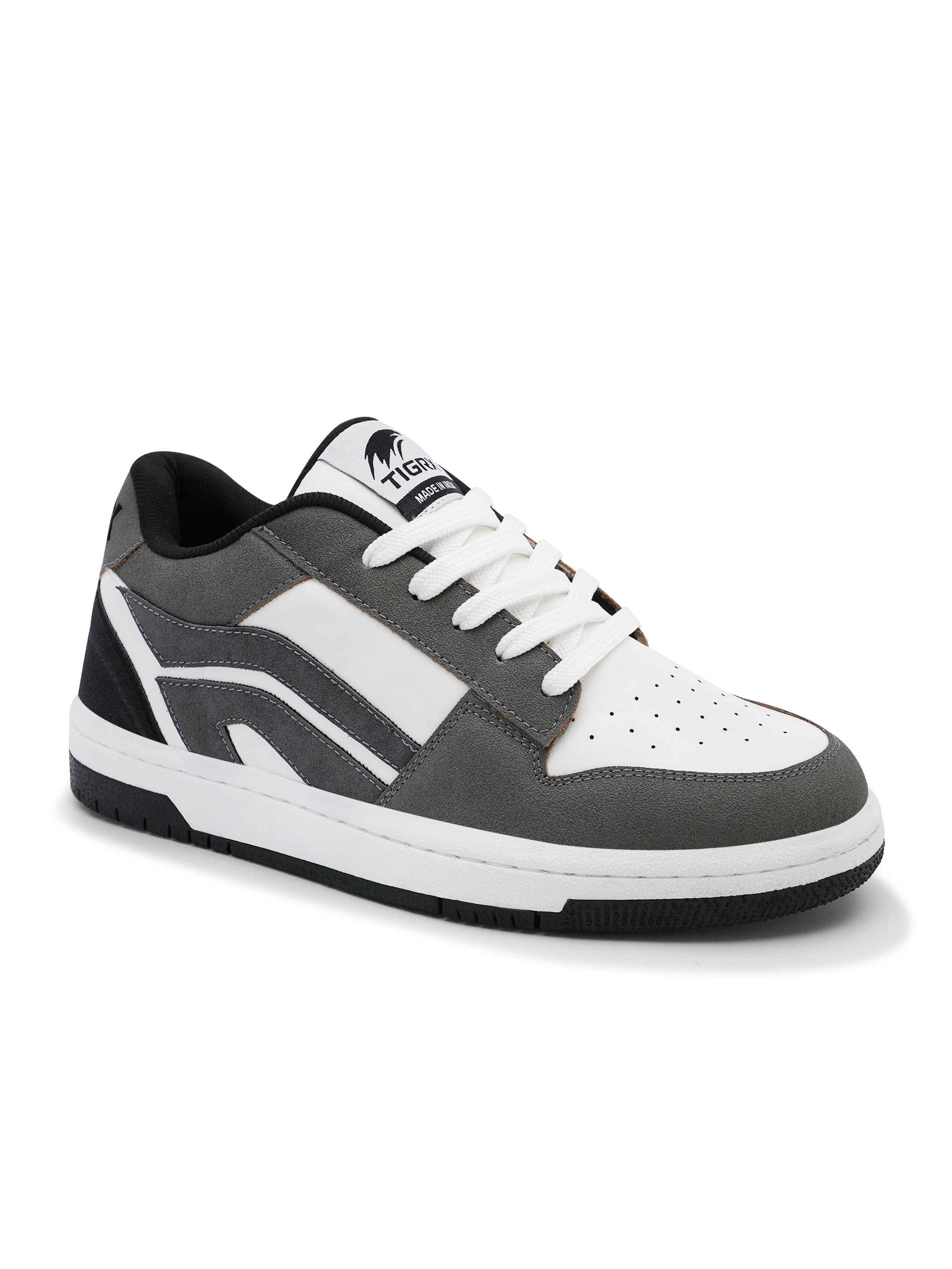 TIGRX Grey & White Premium Casual Sneakers for Men | Lightweight Streetwear Shoes