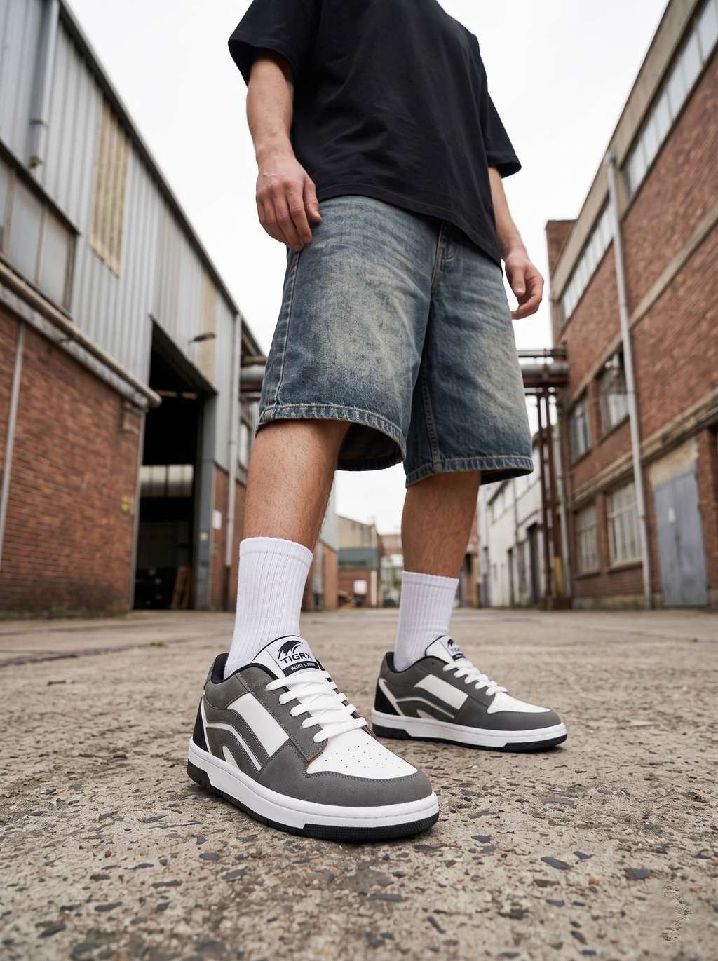 TIGRX Grey & White Premium Casual Sneakers for Men | Lightweight Streetwear Shoes