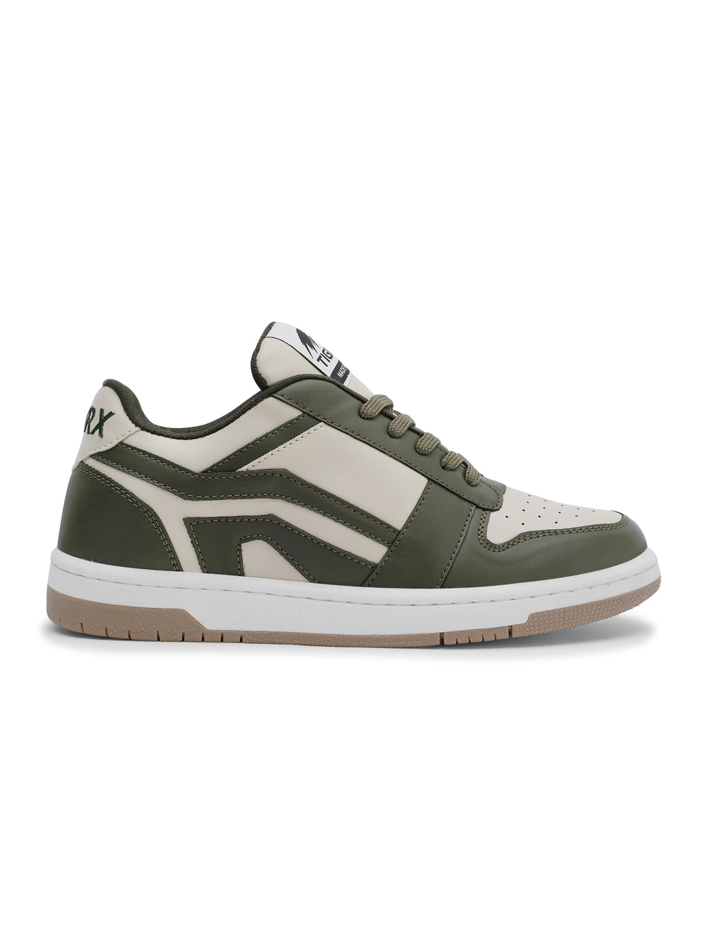 TIGRX Olive Green & White Premium Casual Sneakers for Men | Lightweight Streetwear Shoes