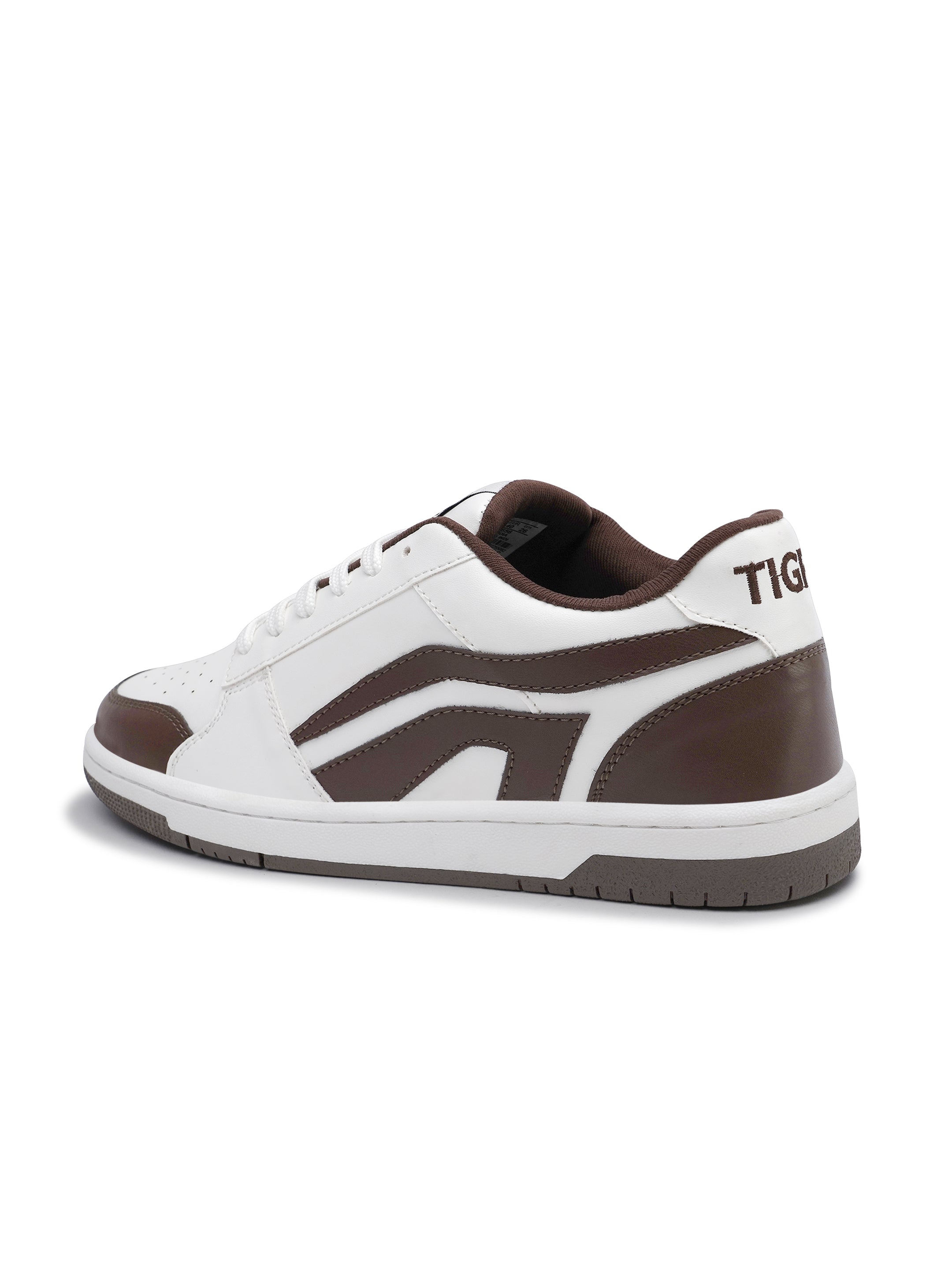 TIGRX White & Brown Premium Casual Sneakers for Men | Lightweight Streetwear Shoes