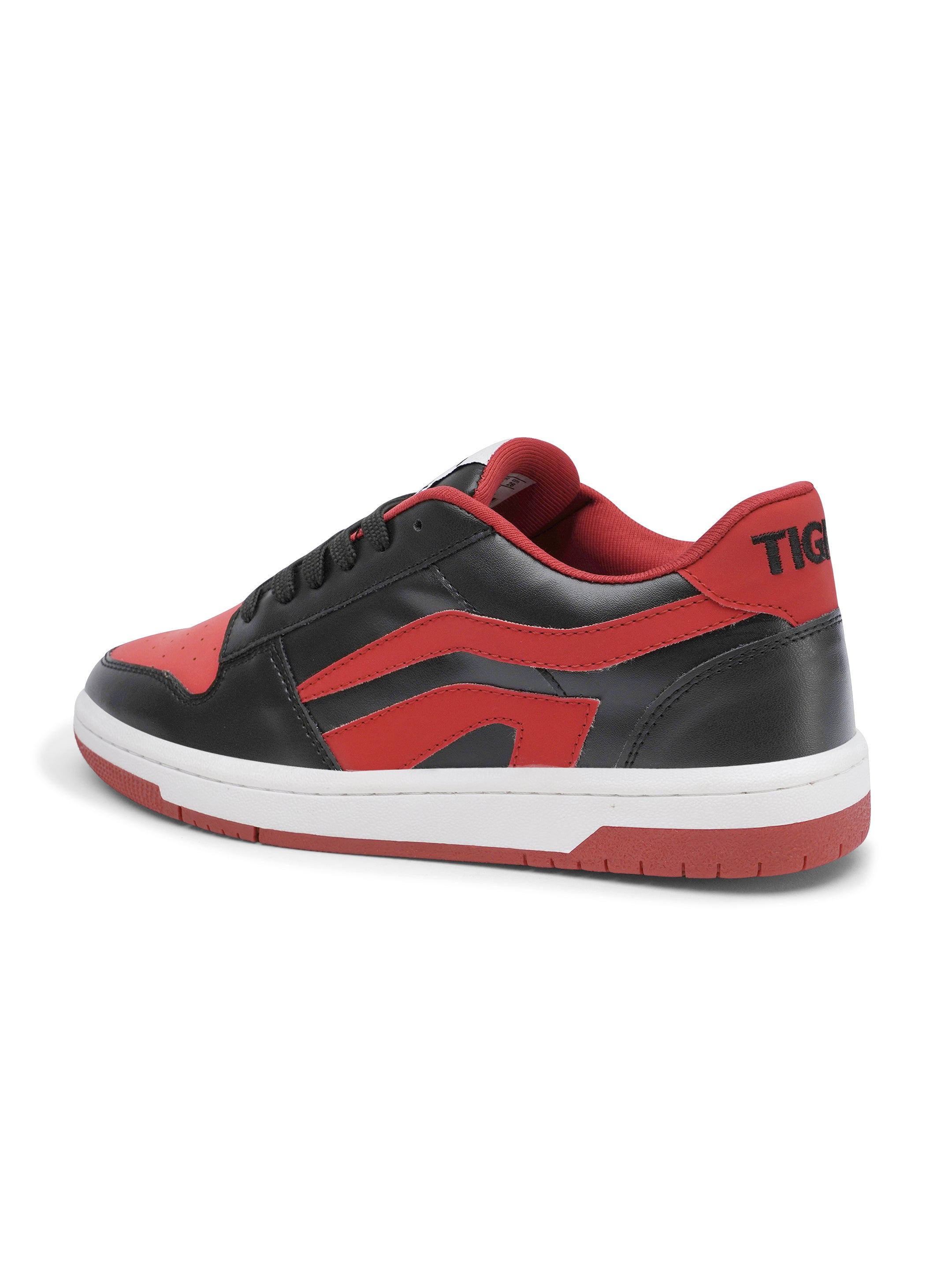 TIGRX Black Red & White Premium Casual Sneakers for Men | Lightweight Streetwear Shoes
