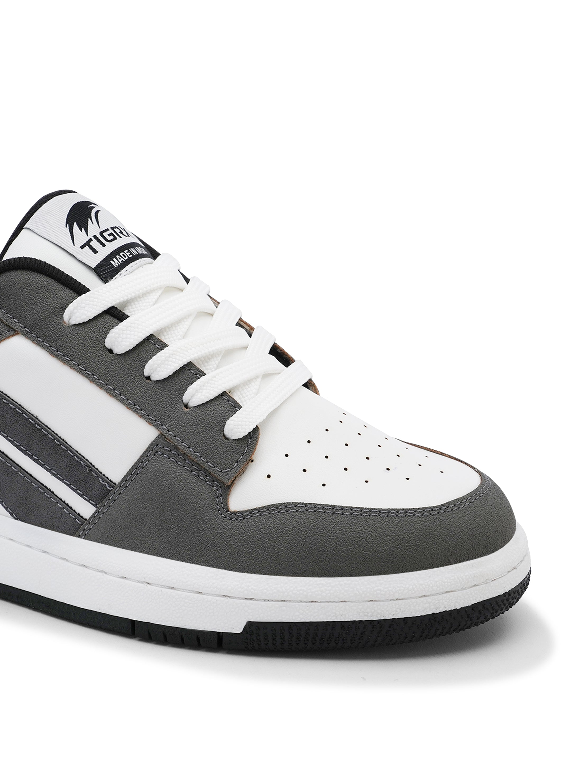 TIGRX Grey & White Premium Casual Sneakers for Men | Lightweight Streetwear Shoes