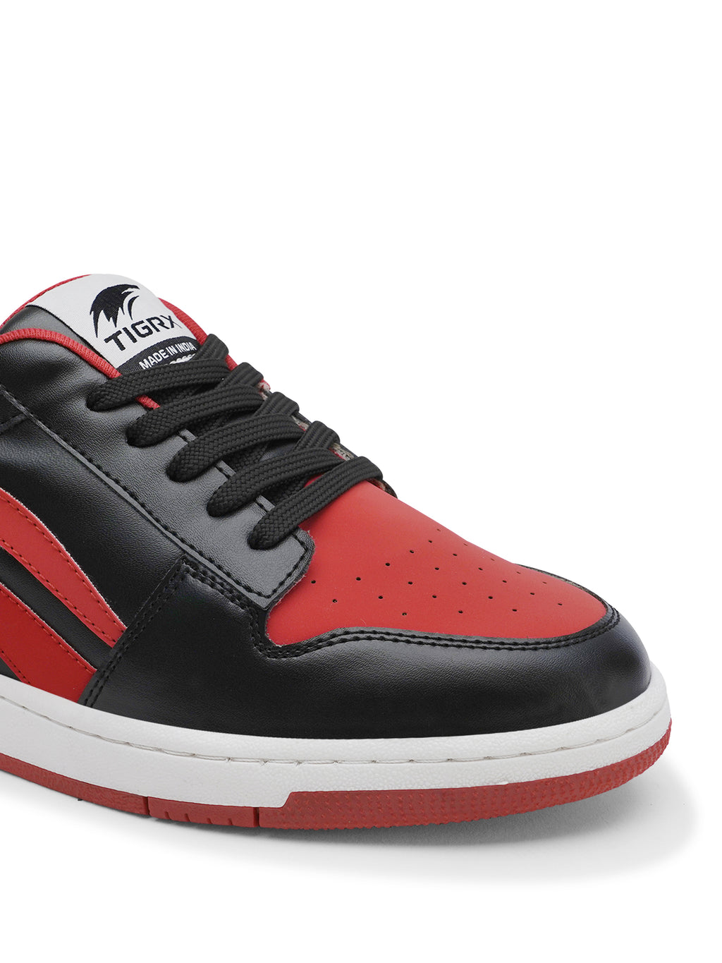 TIGRX Black Red & White Premium Casual Sneakers for Men | Lightweight Streetwear Shoes