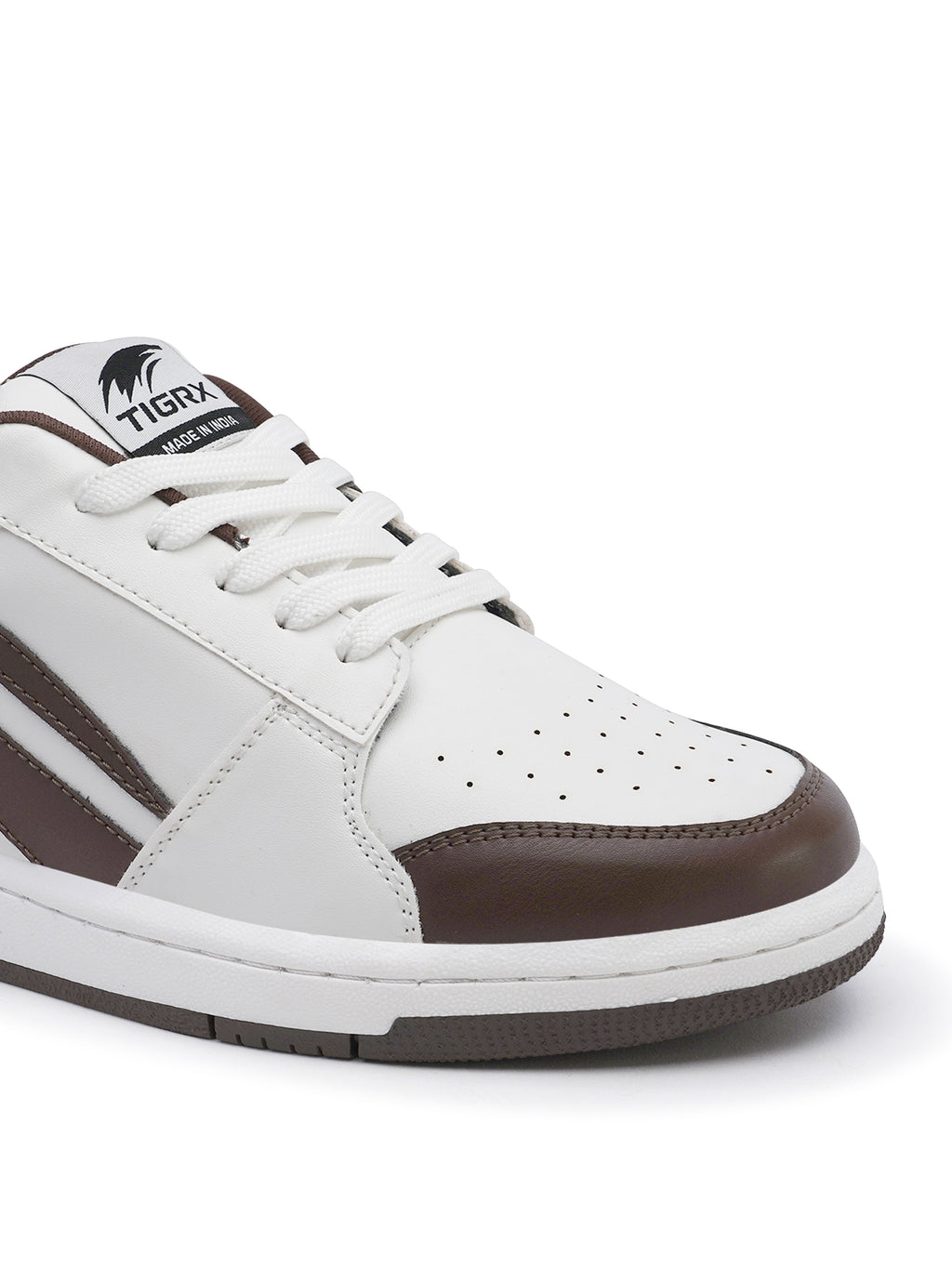 TIGRX White & Brown Premium Casual Sneakers for Men | Lightweight Streetwear Shoes