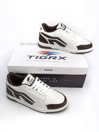TIGRX White & Brown Premium Casual Sneakers for Men | Lightweight Streetwear Shoes