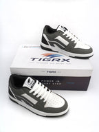 TIGRX Grey & White Premium Casual Sneakers for Men | Lightweight Streetwear Shoes