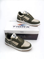 TIGRX Olive Green & White Premium Casual Sneakers for Men | Lightweight Streetwear Shoes